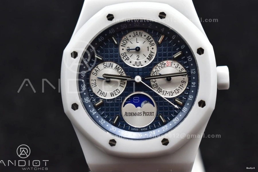 26579cb on Best Royal Perpetual APSF Ceramic Edition Oak Calendar White Bracelet A5134 Ceramic 0217